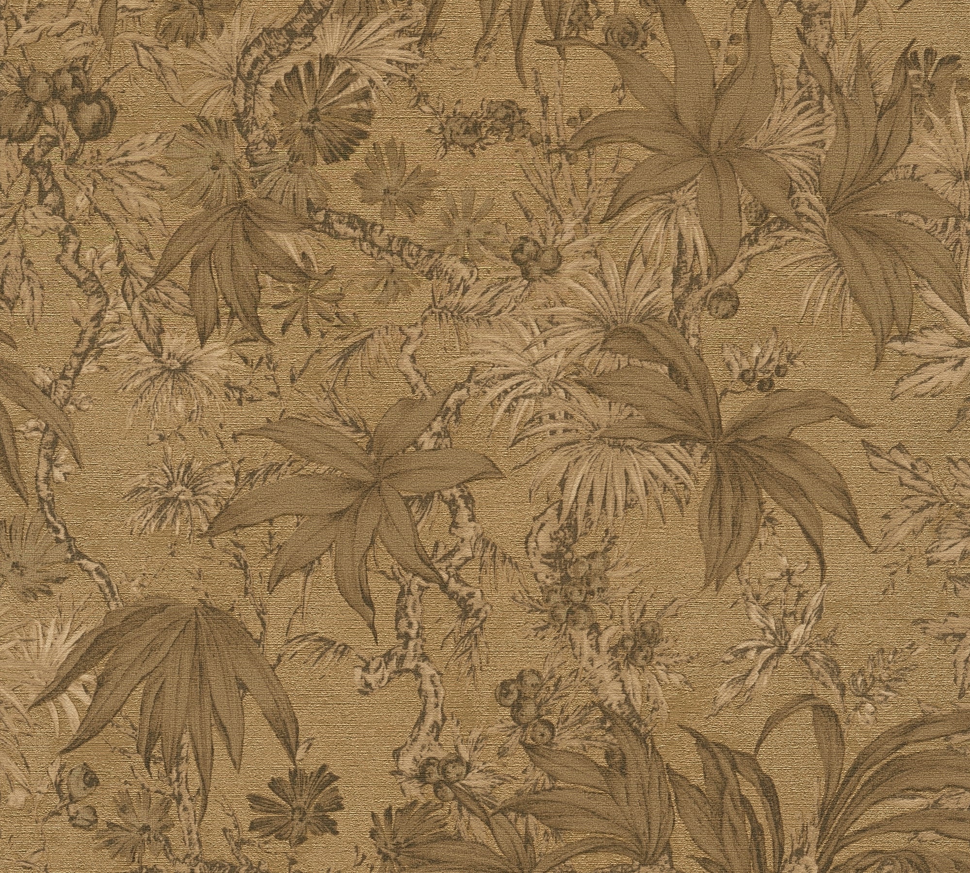 Hochwertige Vliestapete Braun Floral