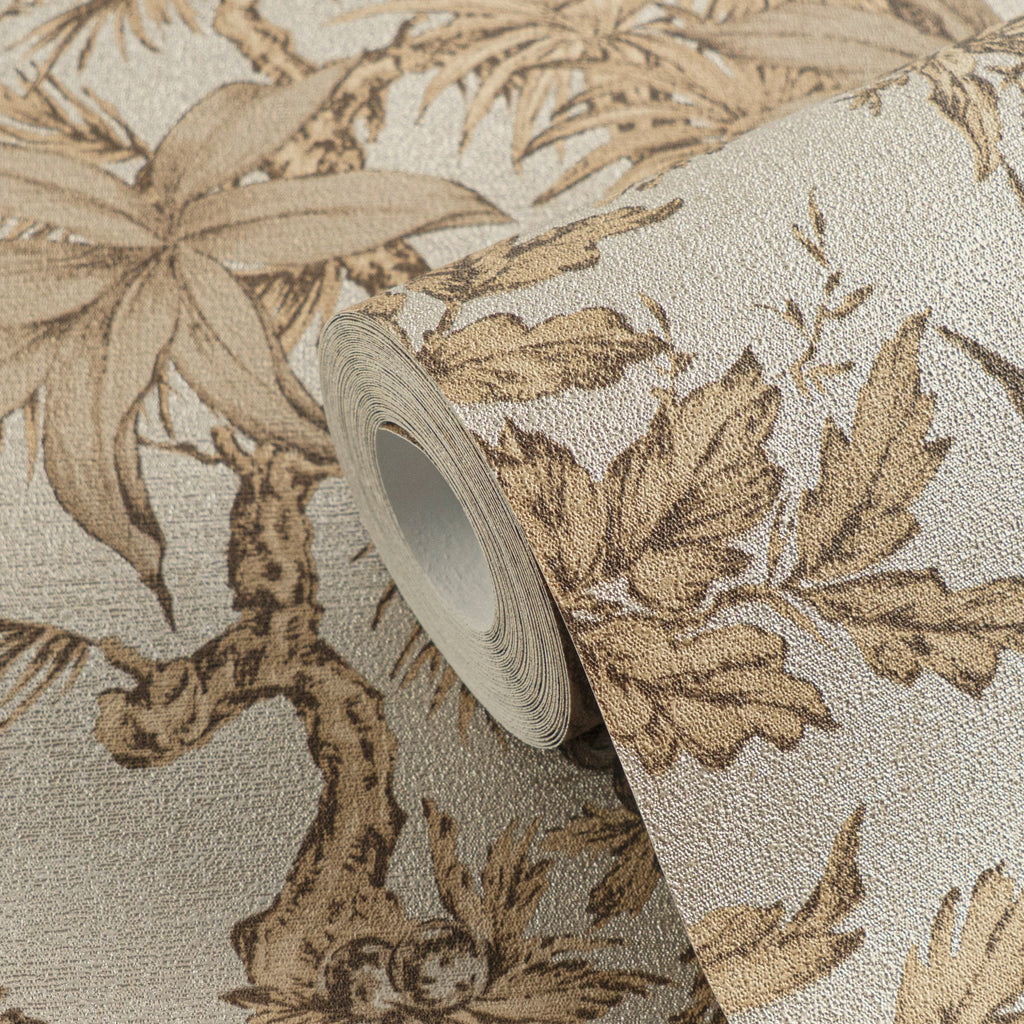 Hochwertige Vliestapete Beige Floral
