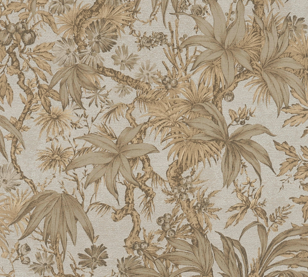Hochwertige Vliestapete Beige Floral
