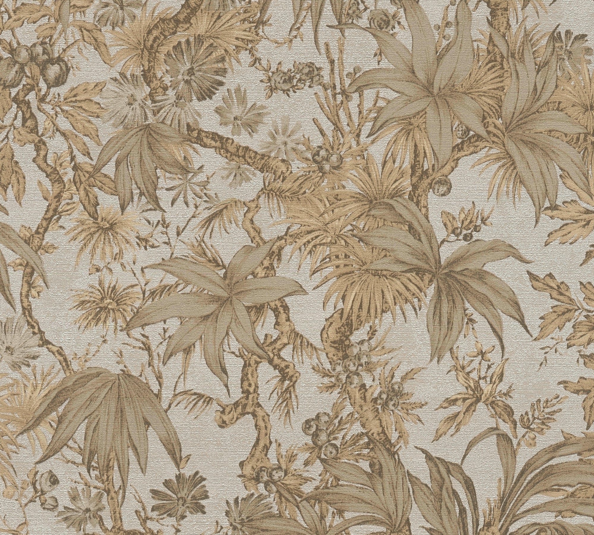 Hochwertige Vliestapete Beige Floral