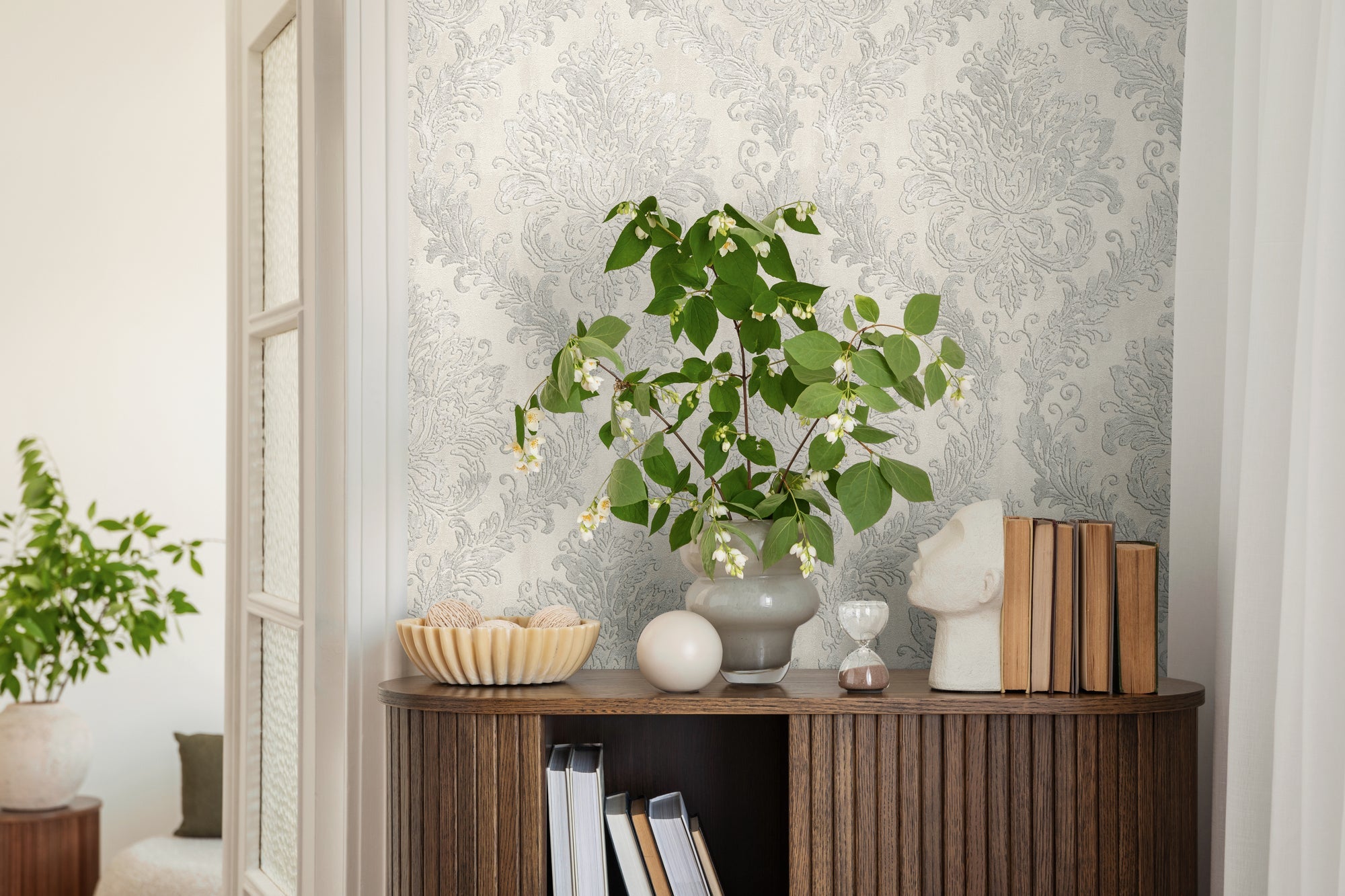 Hochwertige Vliestapete Beige Romantisch