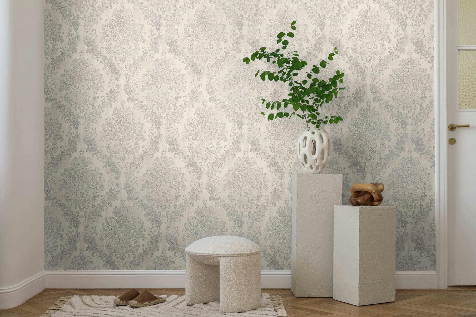 Hochwertige Vliestapete Beige Romantisch