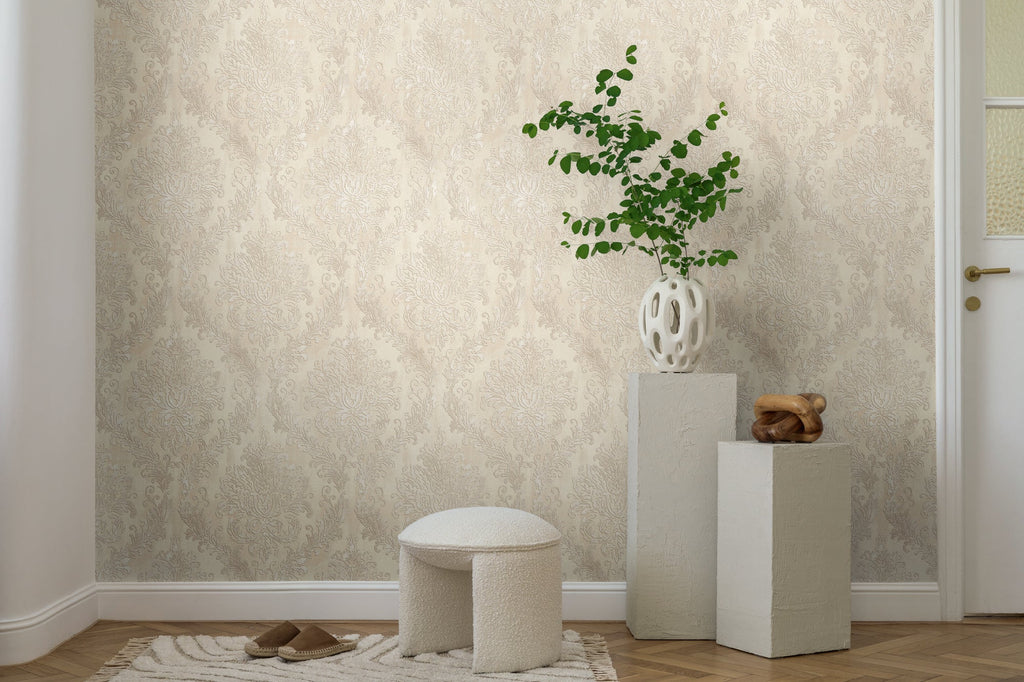 Hochwertige Vliestapete Beige Romantisch