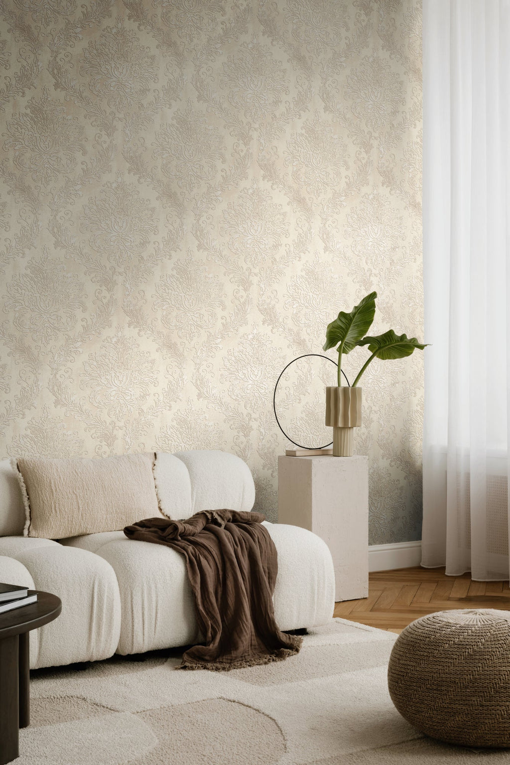 Hochwertige Vliestapete Beige Romantisch
