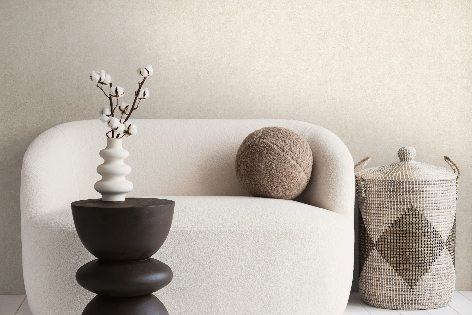Hochwertige Vliestapete Beige Struktur