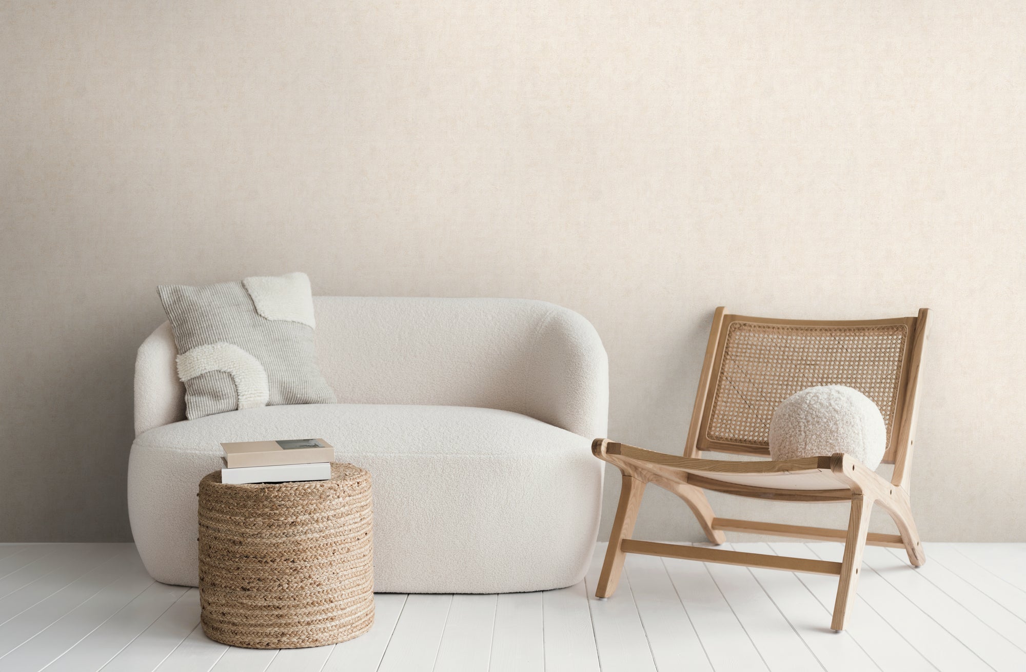 Hochwertige Vliestapete Beige Struktur