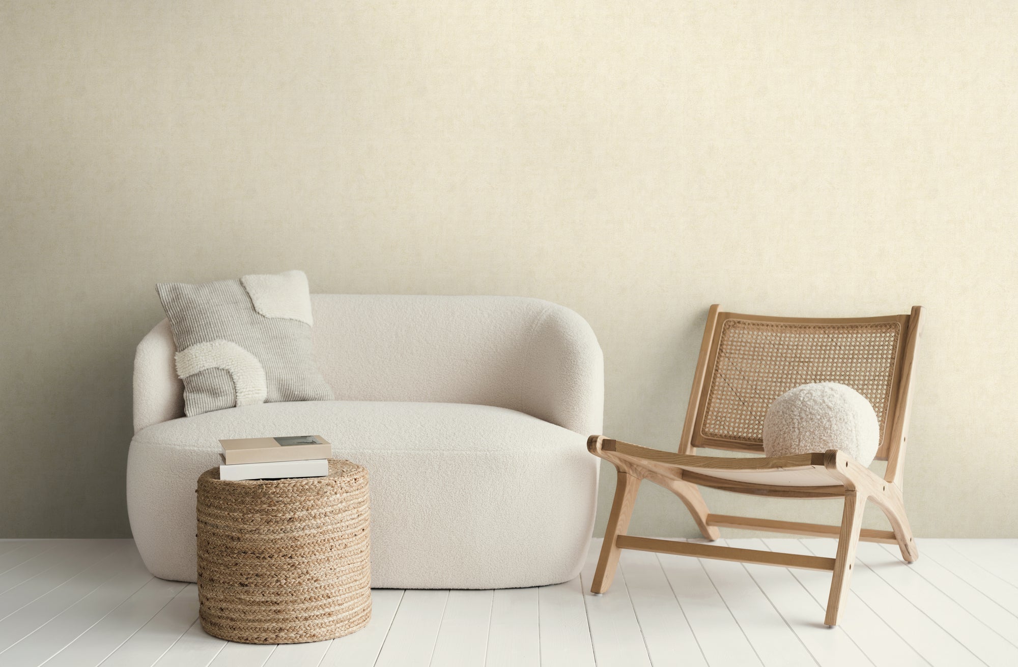 Hochwertige Vliestapete Beige Struktur
