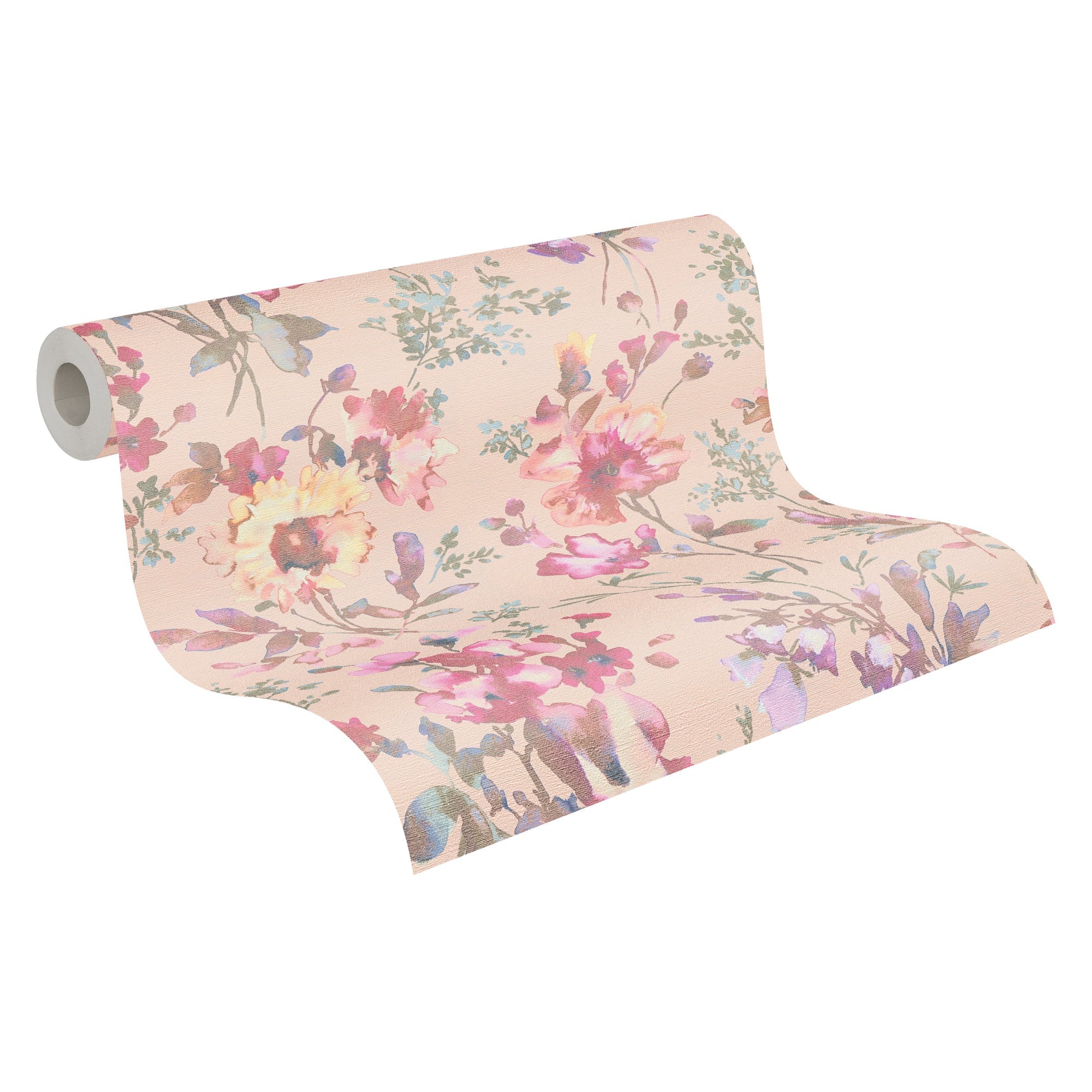 Hochwertige Vliestapete Rosa Blumenmuster
