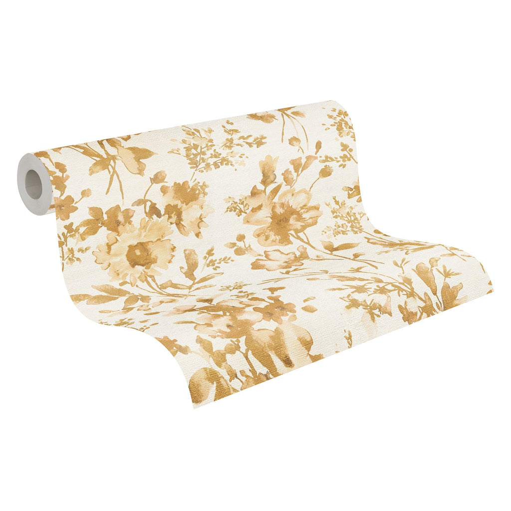 Hochwertige Vliestapete Gold Blumenmuster