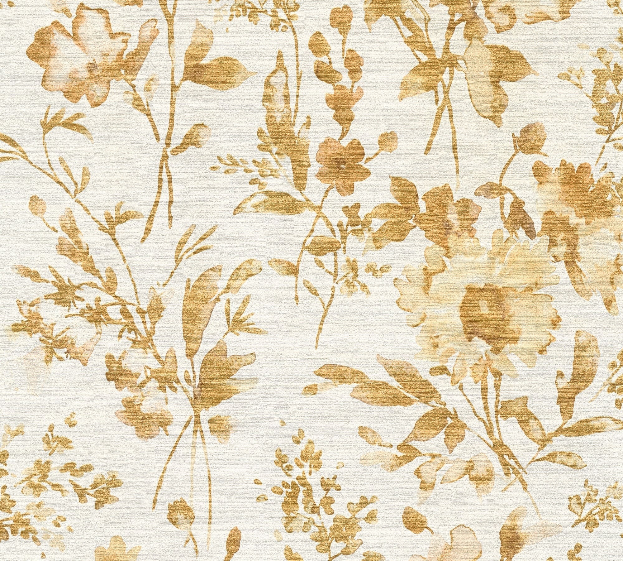 Hochwertige Vliestapete Gold Blumenmuster