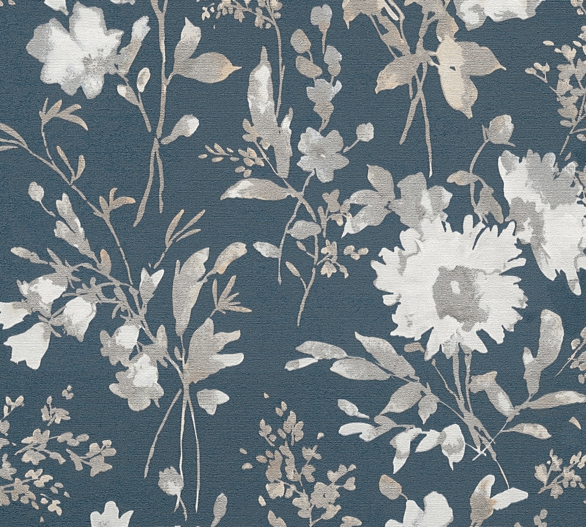 Hochwertige Vliestapete Blau Blumenmuster