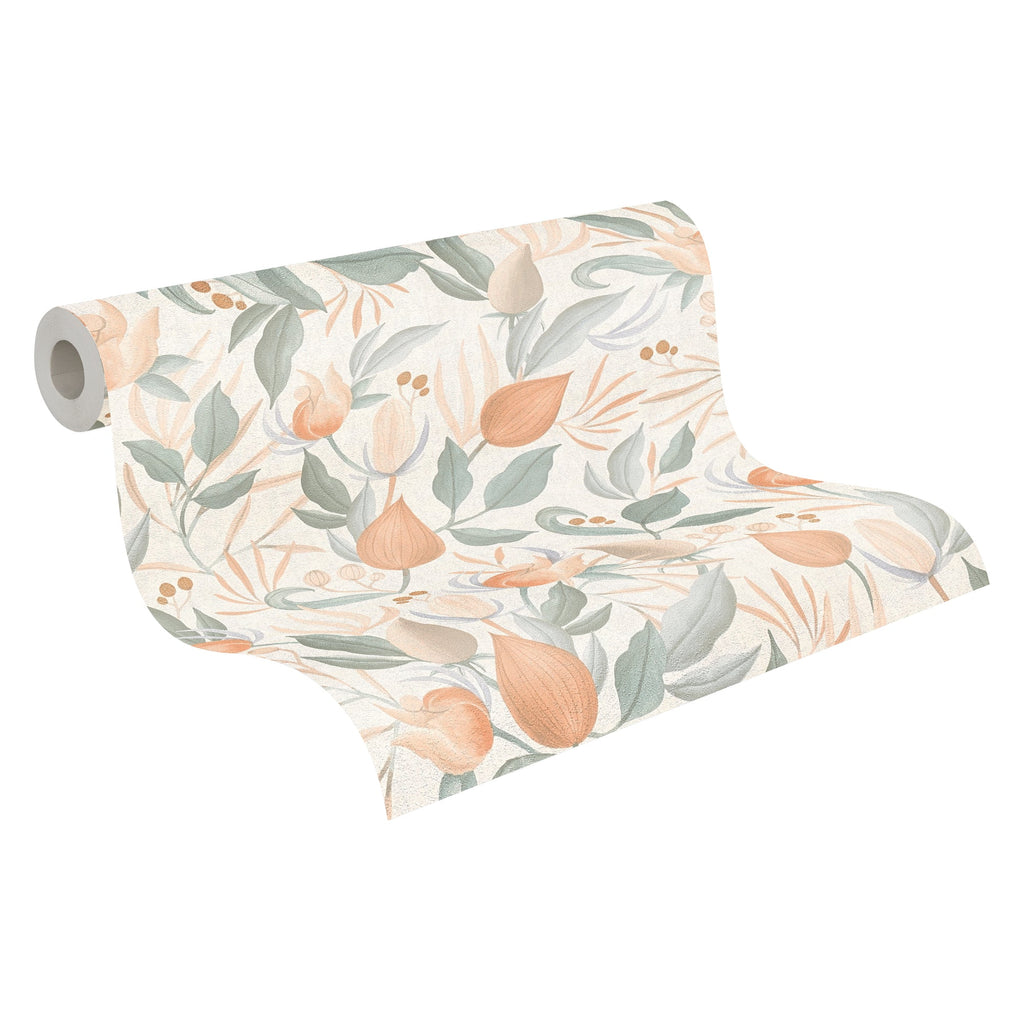 Hochwertige Vliestapete Creme Floral