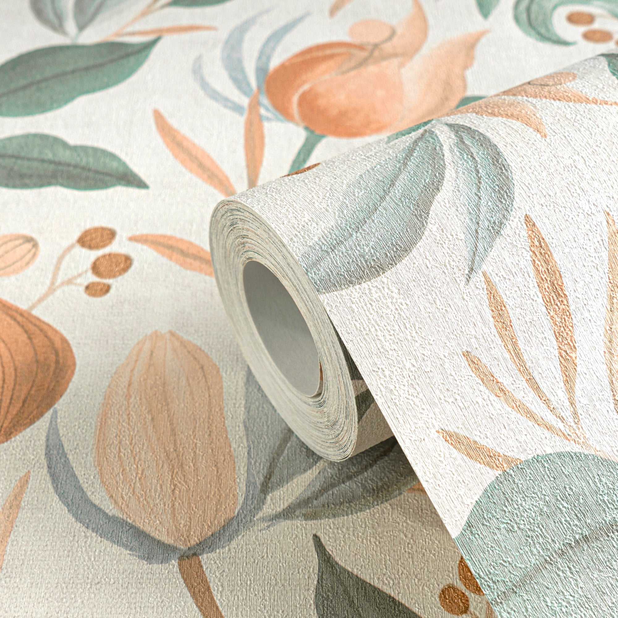 Hochwertige Vliestapete Creme Floral