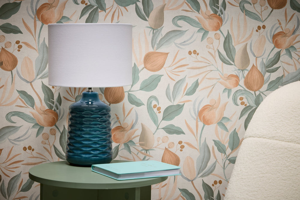 Hochwertige Vliestapete Creme Floral