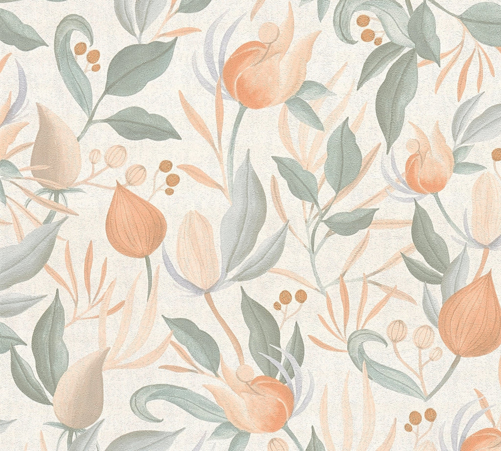Hochwertige Vliestapete Creme Floral