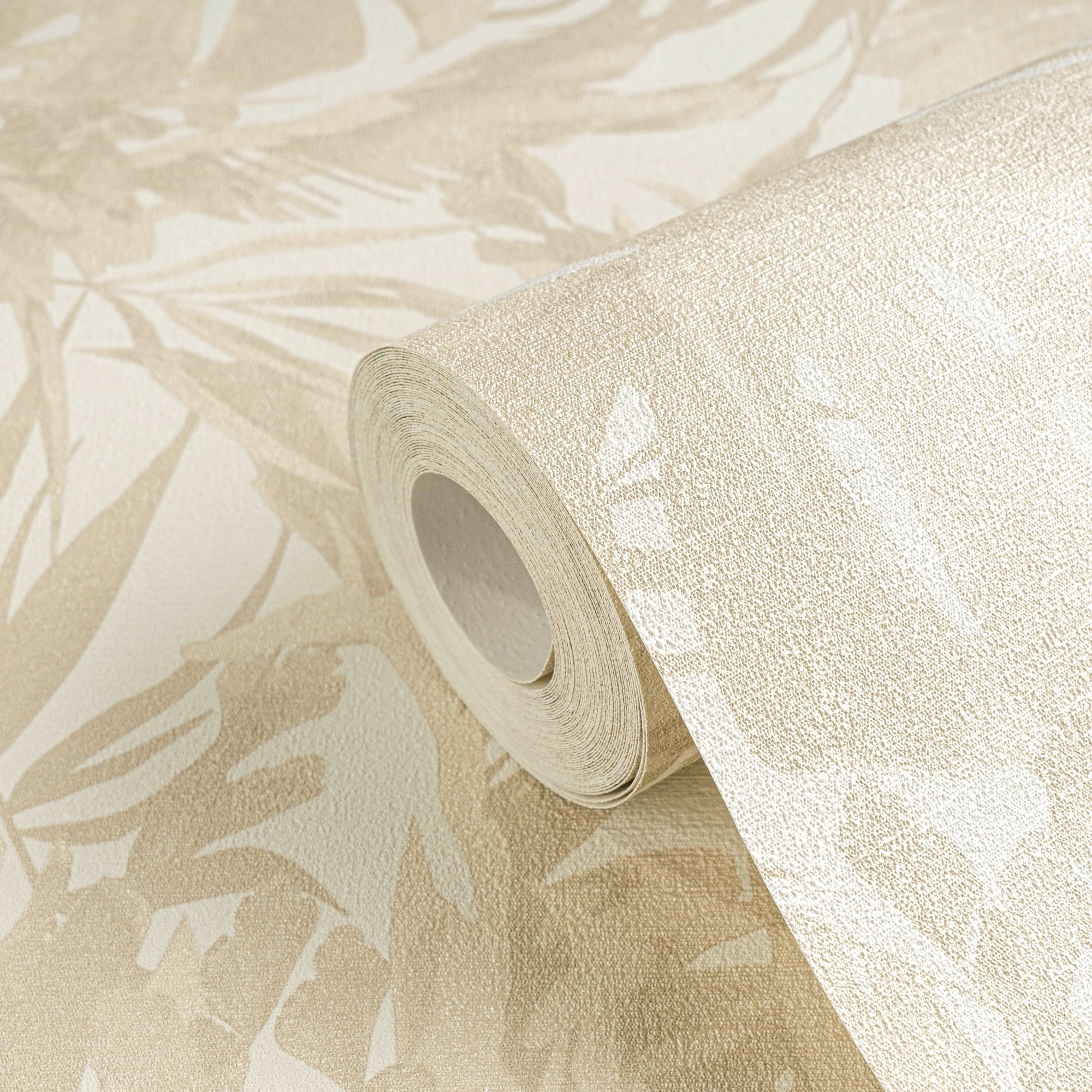 Hochwertige Vliestapete Beige Dschungel