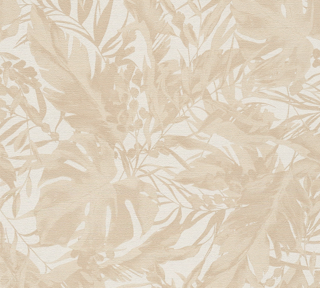 Hochwertige Vliestapete Beige Dschungel