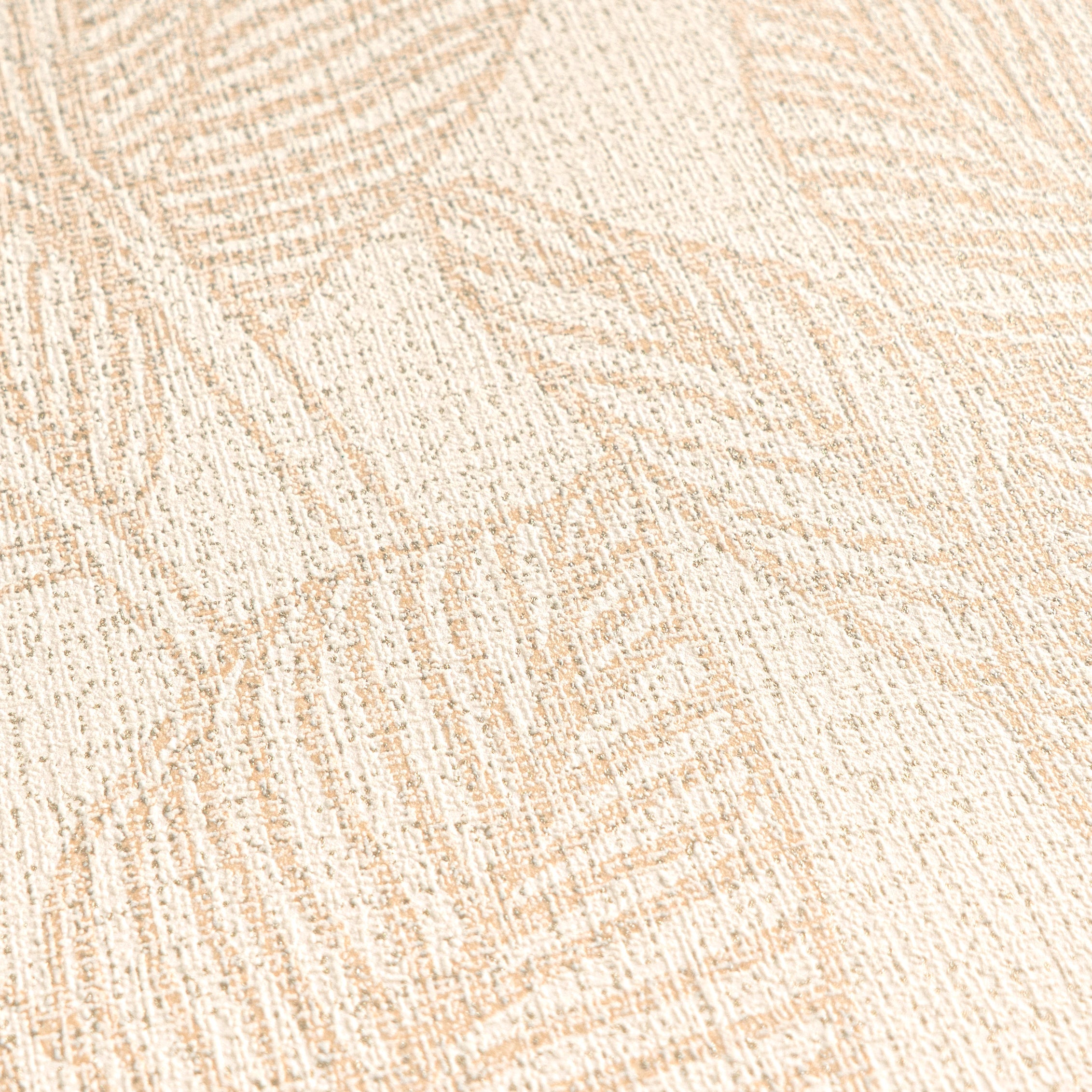 Hochwertige Vliestapete Beige Blatter