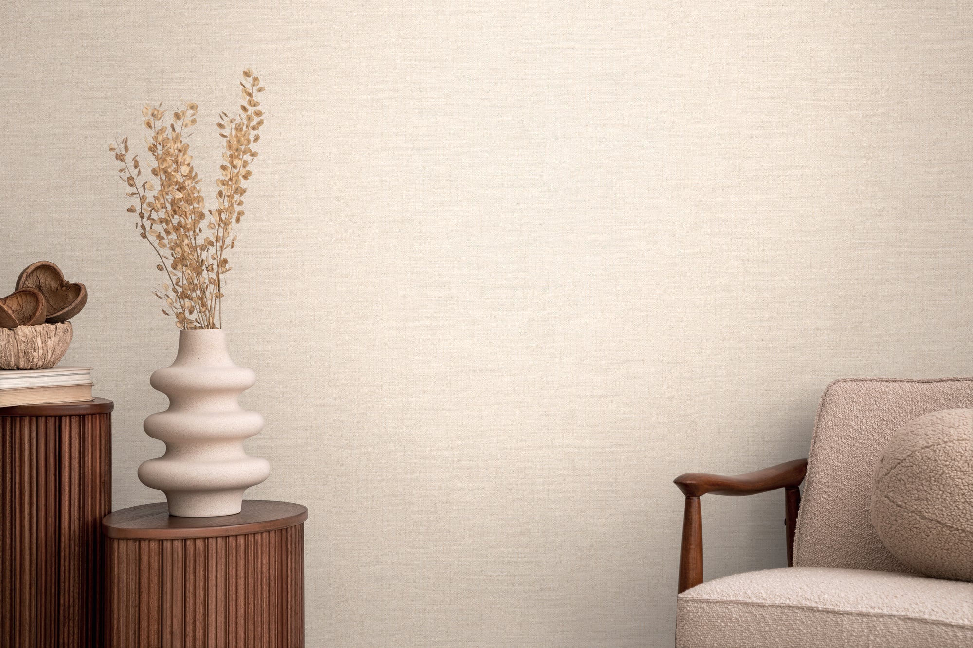 Hochwertige Vliestapete Beige Unitapete
