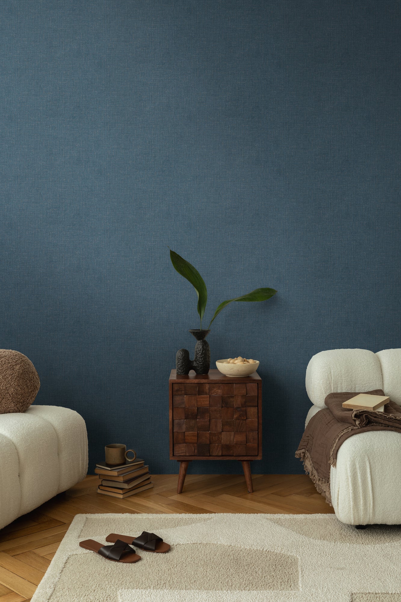 Hochwertige Vliestapete Blau Unitapete