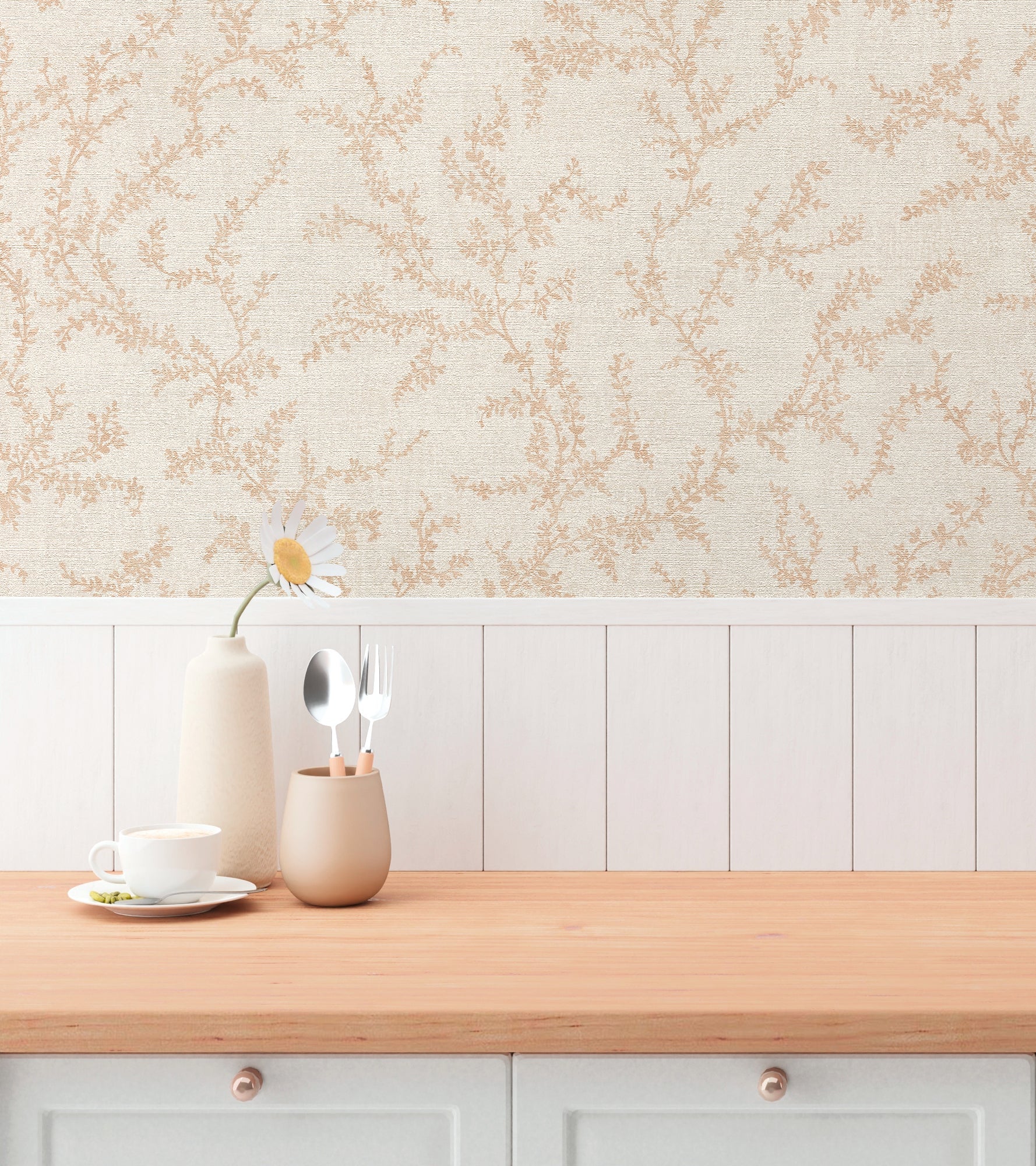 Hochwertige Vliestapete Creme Natur
