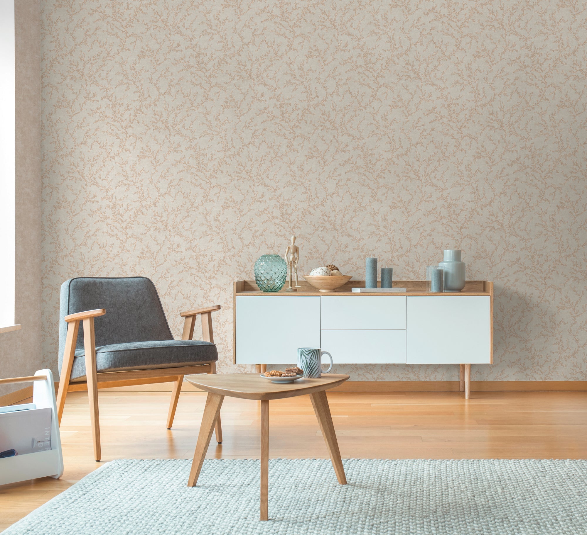Hochwertige Vliestapete Creme Natur