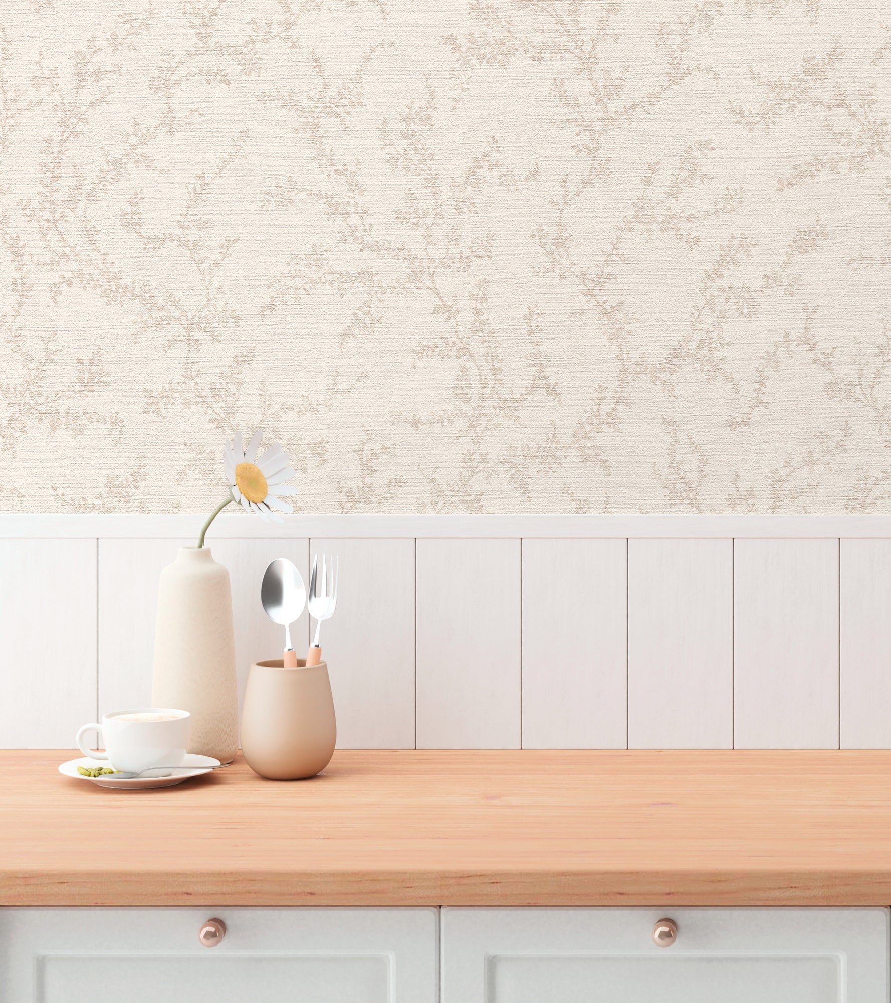 Hochwertige Vliestapete Creme Natur