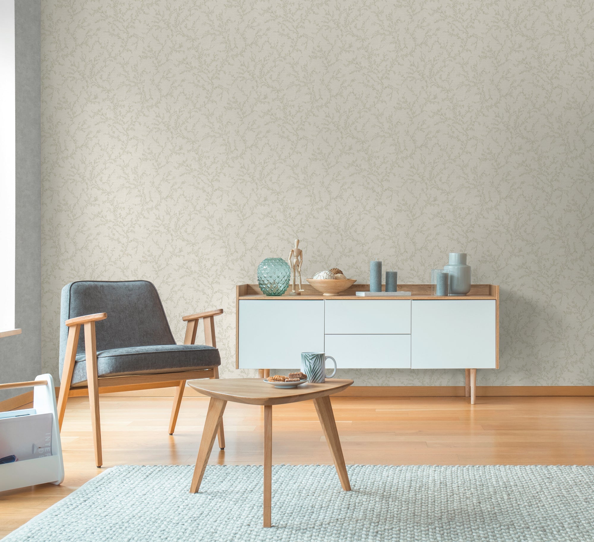 Hochwertige Vliestapete Creme Natur