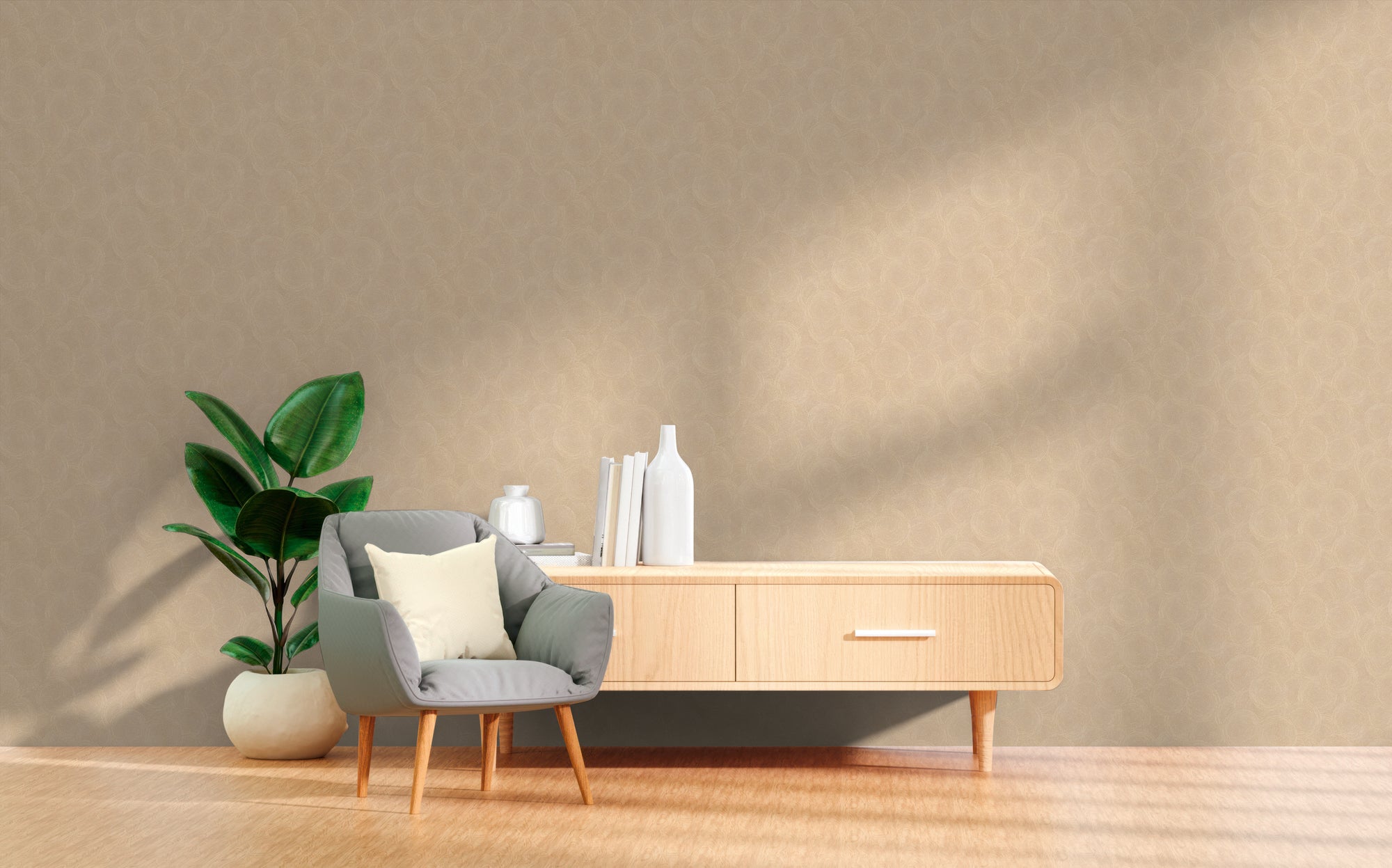 Hochwertige Vliestapete Beige Natur