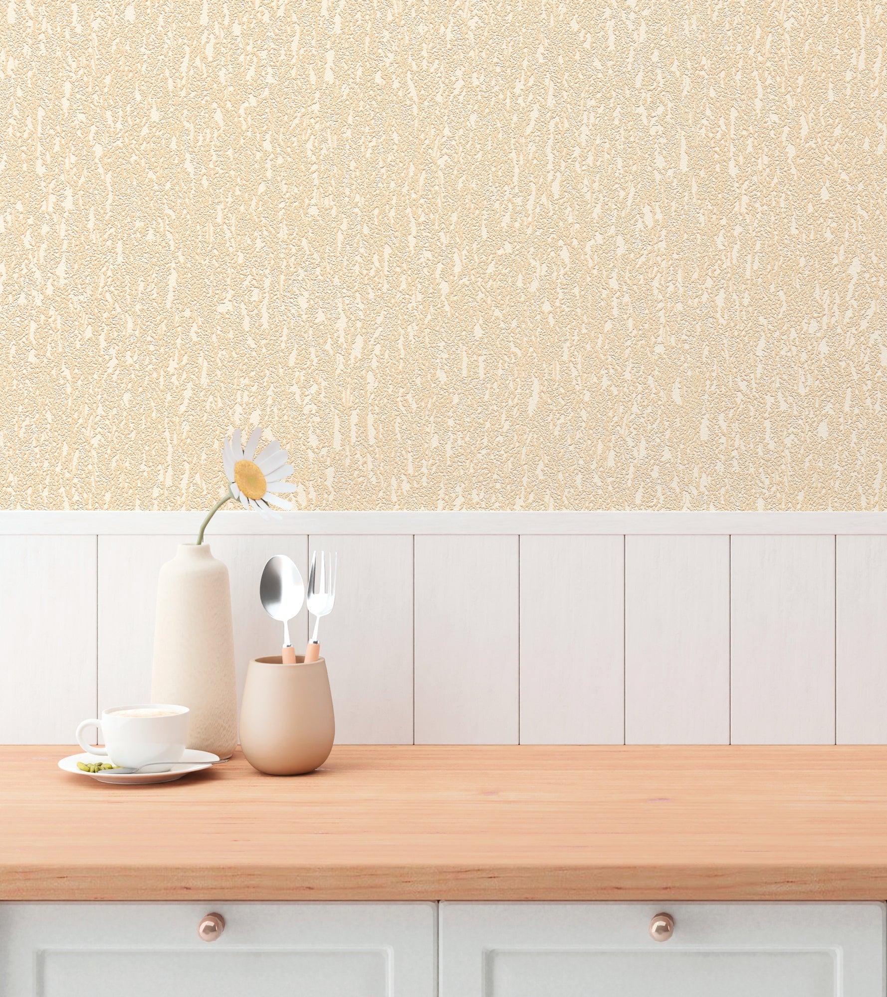 Hochwertige Vliestapete Beige Unitapete