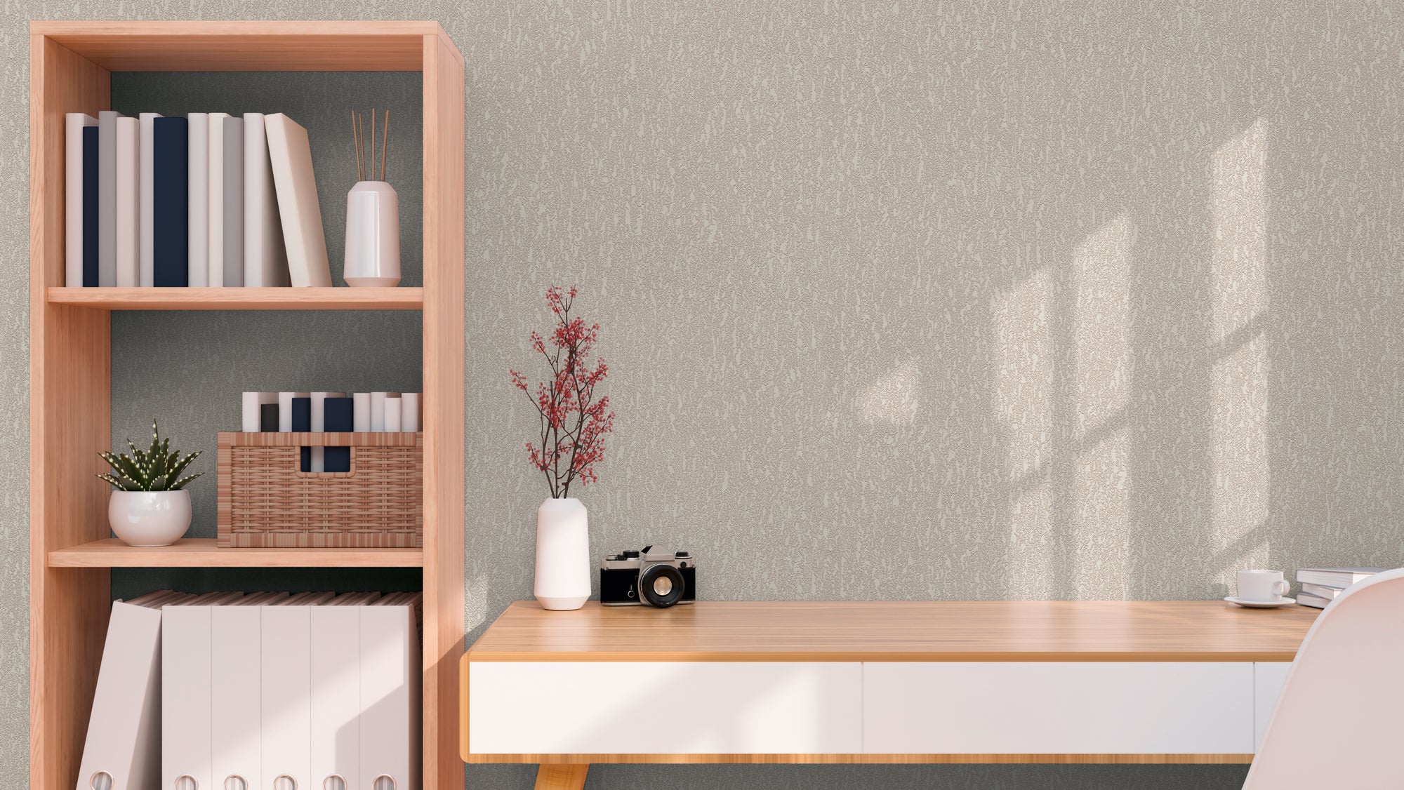 Hochwertige Vliestapete Beige Unitapete