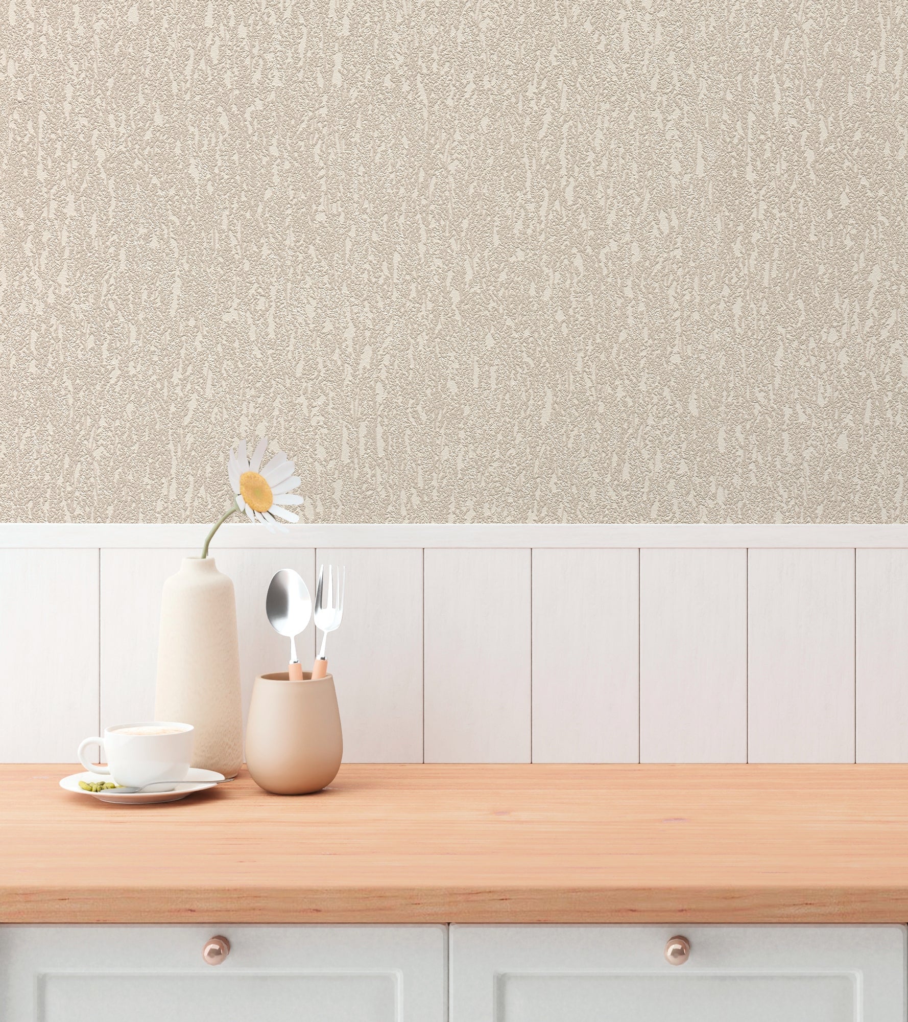 Hochwertige Vliestapete Beige Unitapete