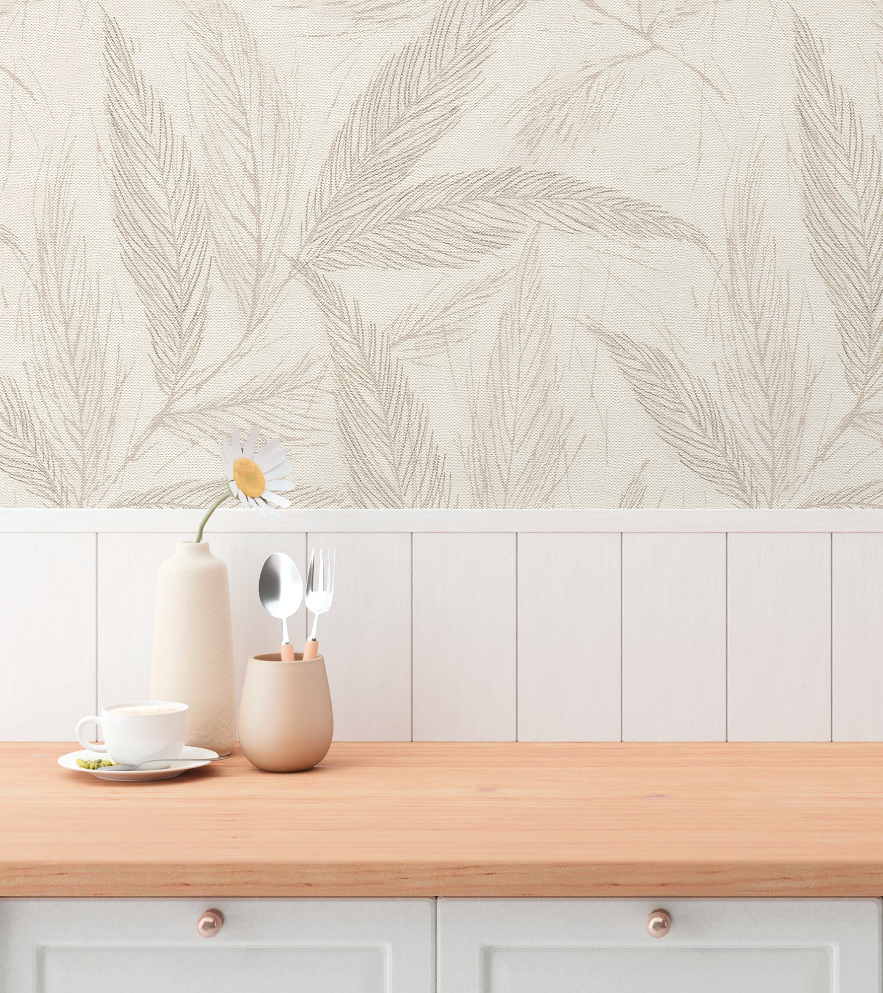 Hochwertige Vliestapete Beige Natur