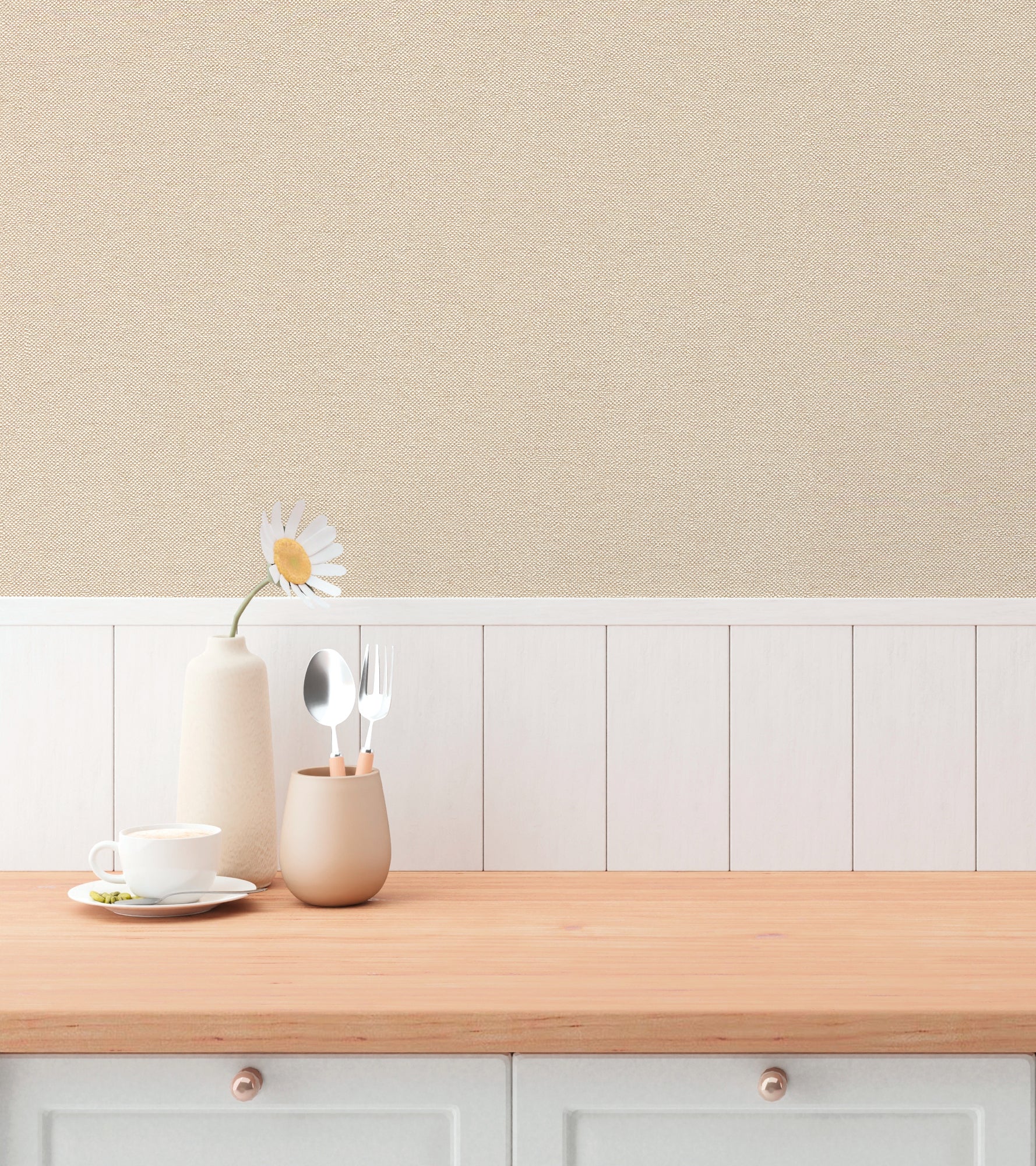 Hochwertige Vliestapete Beige Unitapete
