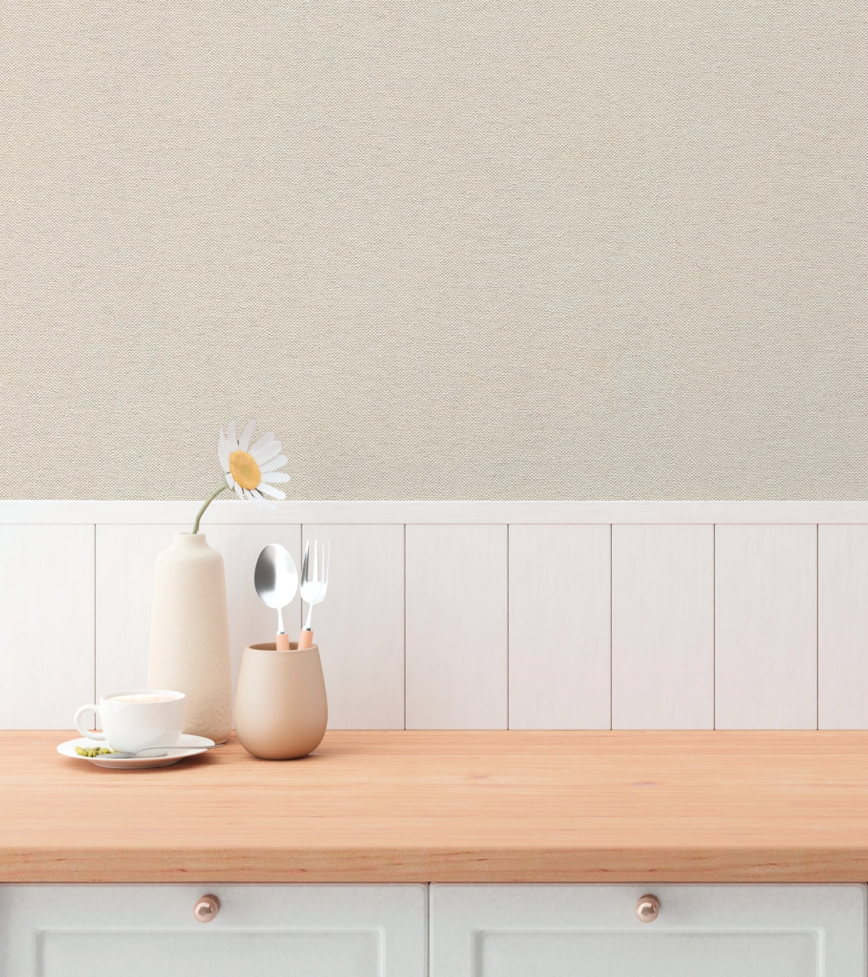 Hochwertige Vliestapete Beige Unitapete