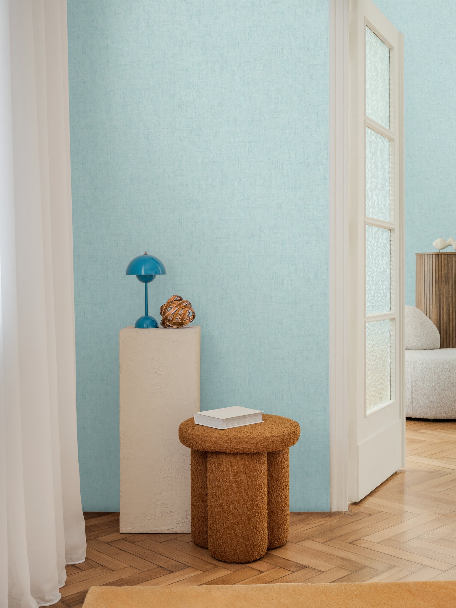 Hochwertige Vliestapete Blau Unitapete