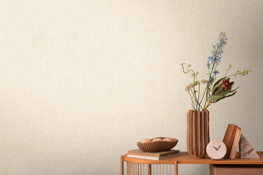 Hochwertige Vliestapete Beige Unitapete