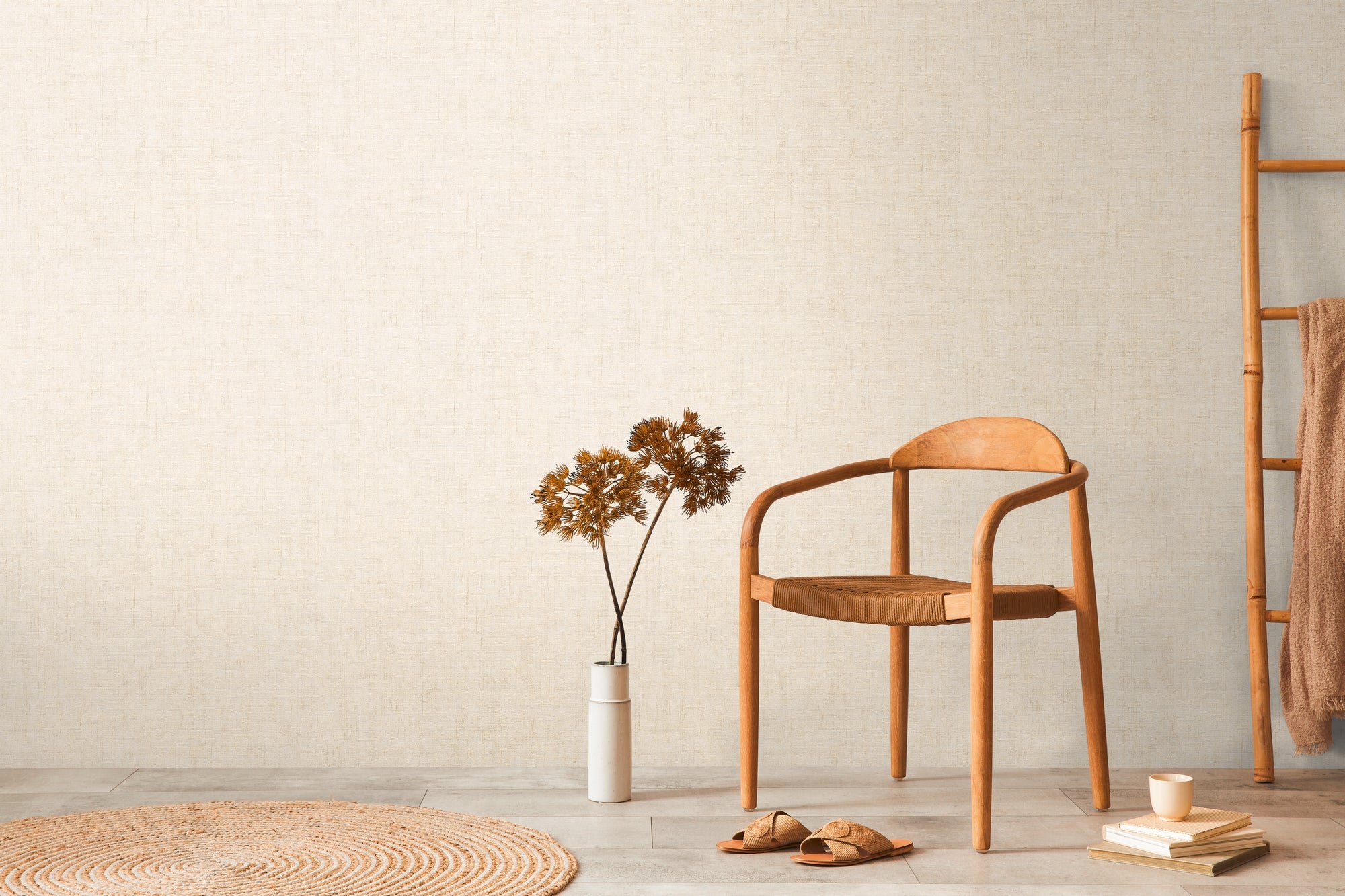 Hochwertige Vliestapete Beige Unitapete