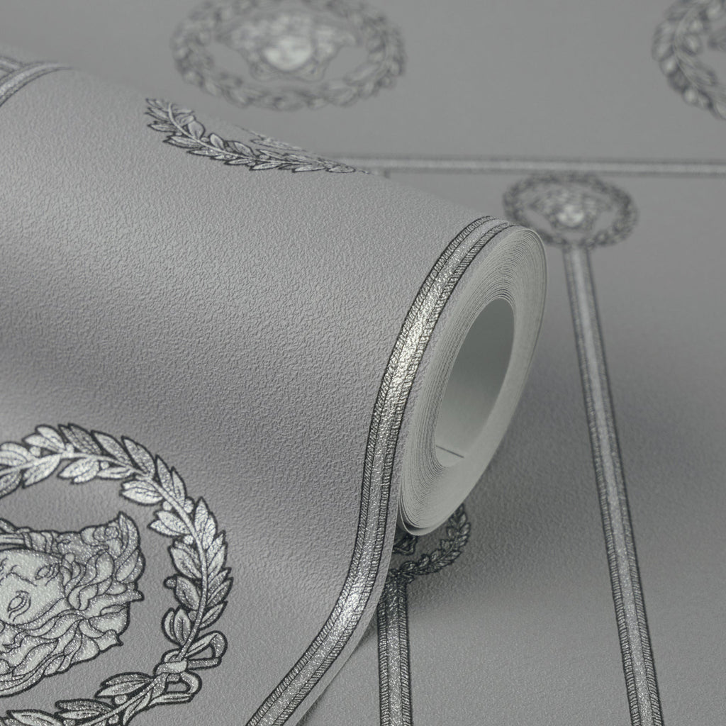 Versace 6-Vliestapete Vinyltapete Grau Medusakopf