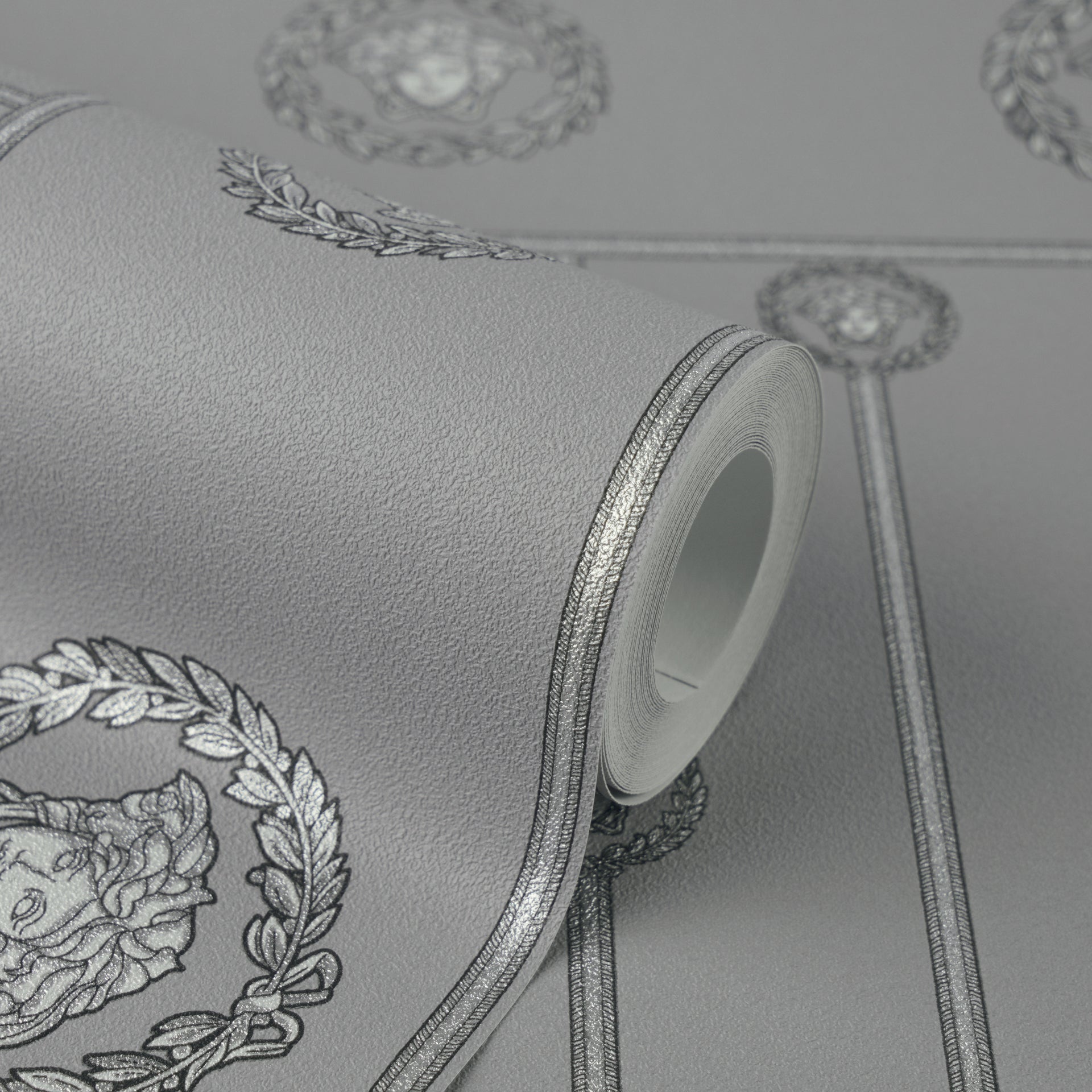 Versace 6-Vliestapete Vinyltapete Grau Medusakopf