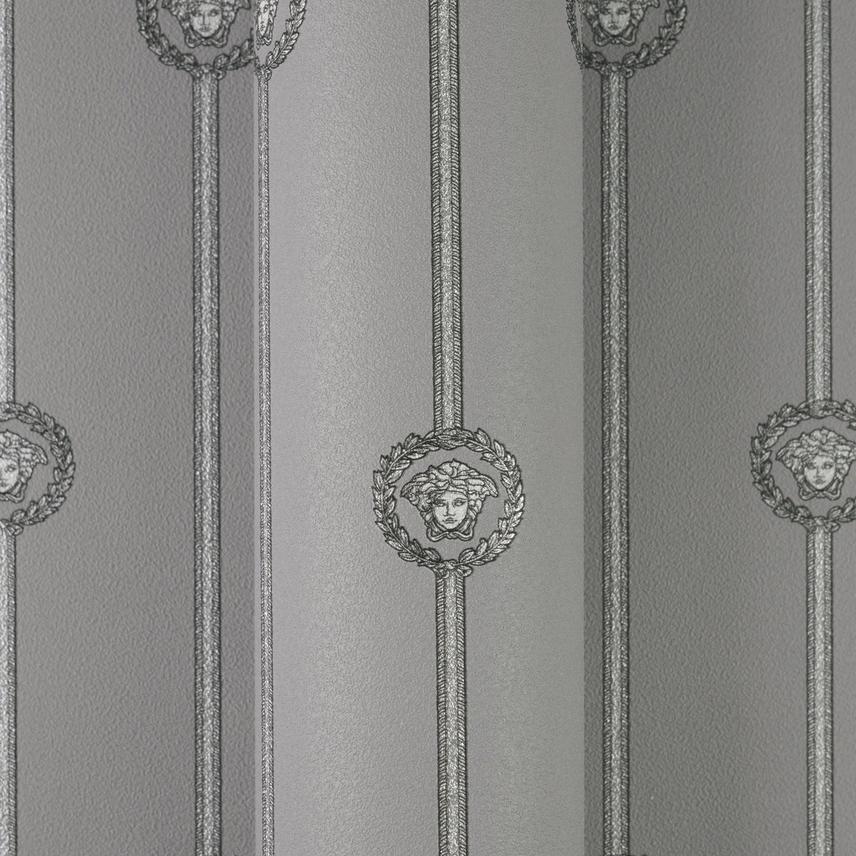 Papel pintado vinílico Versace 6 gris cabeza de Medusa emblemática - Matex - Imagen 3