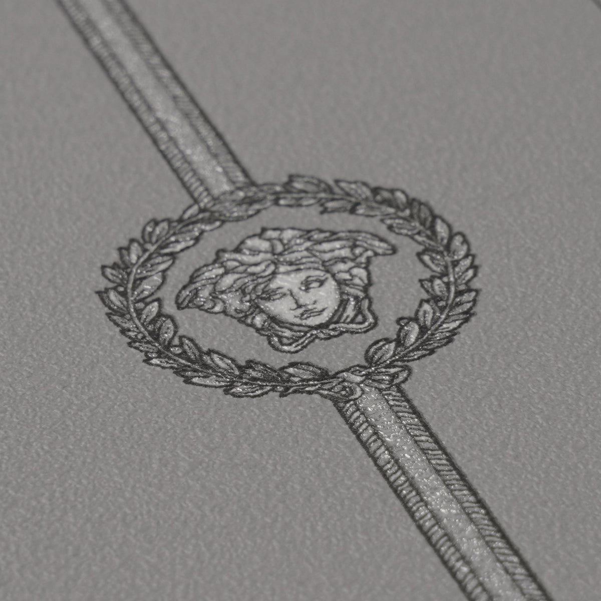 Papel pintado vinílico Versace 6 gris cabeza de Medusa emblemática - Matex - Imagen 4