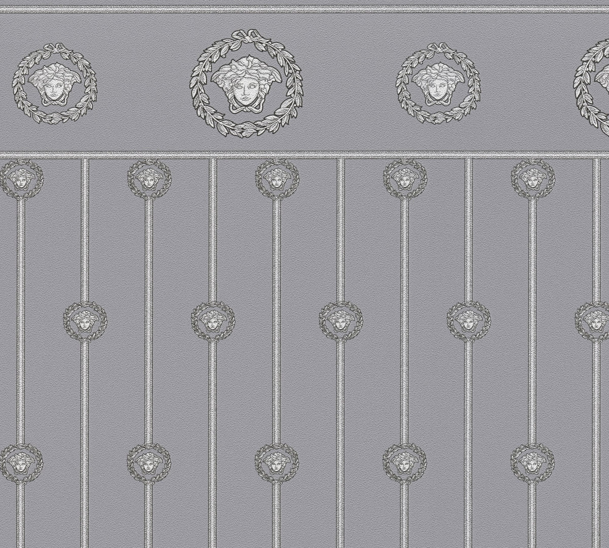 Papel pintado vinílico Versace 6 gris cabeza de Medusa emblemática - Matex - Imagen 8