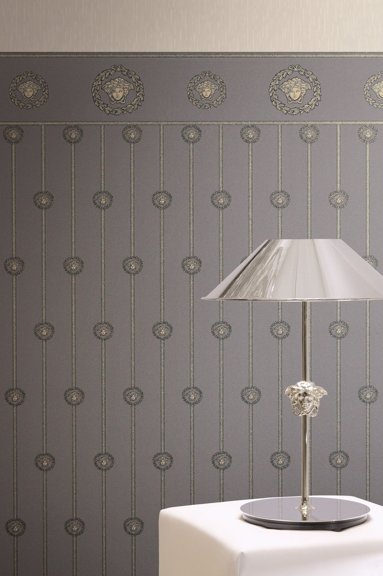 Versace 6-Vliestapete Vinyltapete Grau Medusakopf