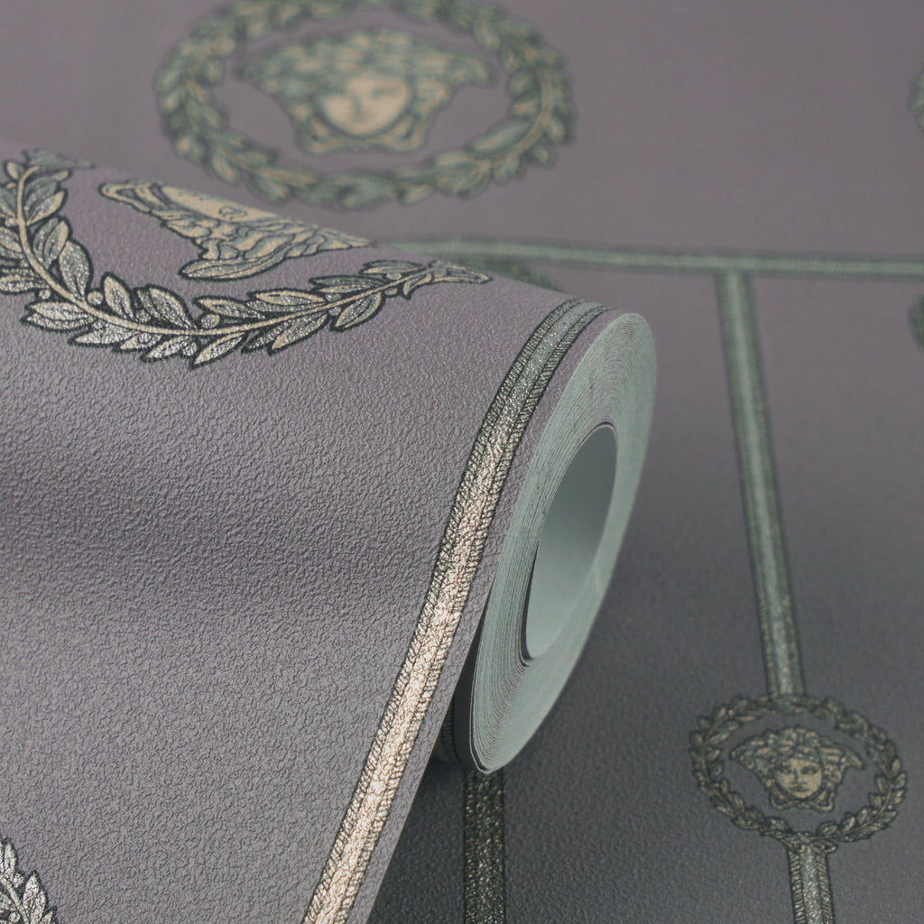 Versace 6-Vliestapete Vinyltapete Grau Medusakopf
