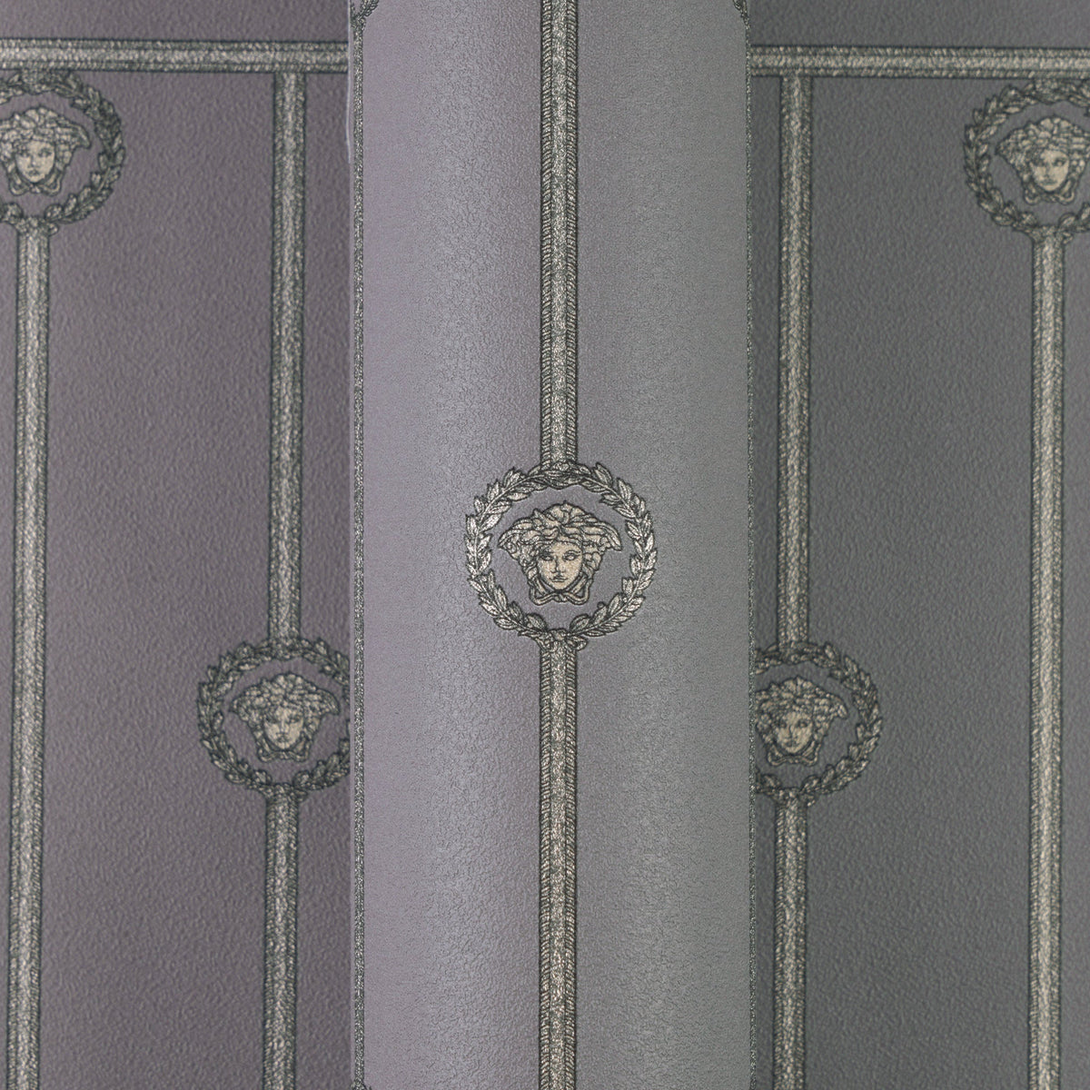 Papel pintado vinílico Versace 6 gris cabeza de Medusa emblemática - Matex - Imagen 3