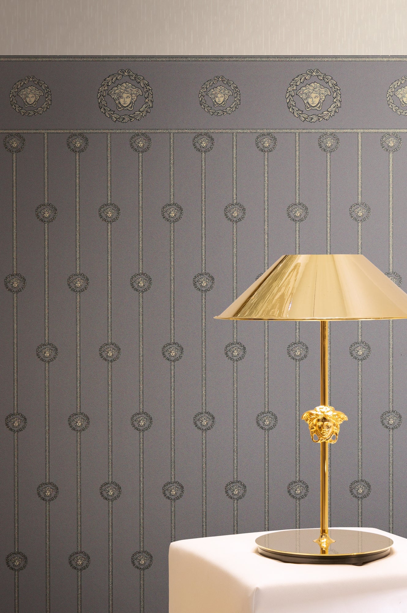 Versace 6-Vliestapete Vinyltapete Grau Medusakopf