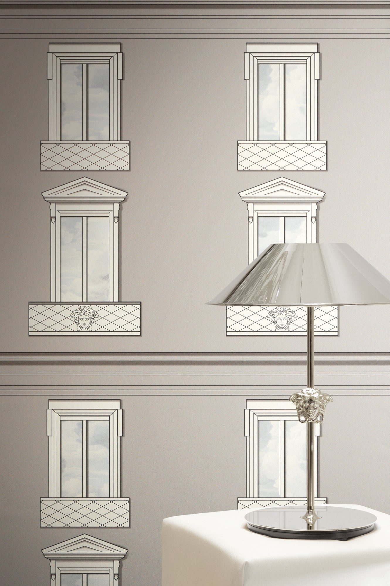 Versace 6-Vliestapete Vinyltapete Grau Medusakopf