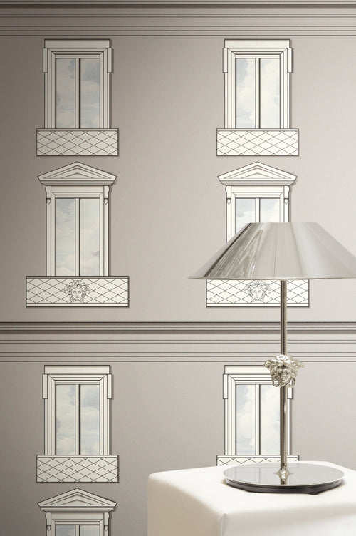 Versace 6-Vliestapete Vinyltapete Grau Medusakopf
