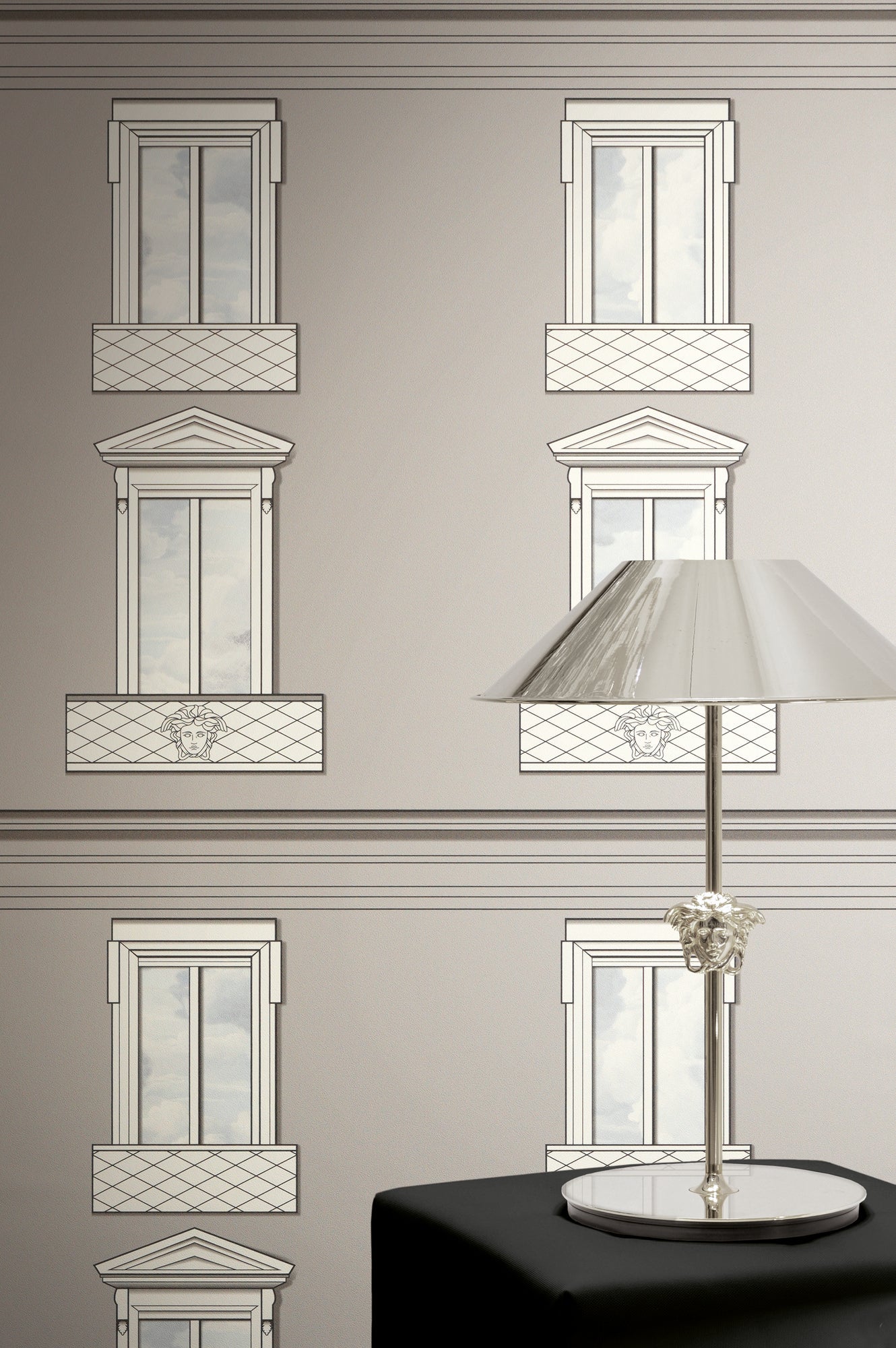 Versace 6-Vliestapete Vinyltapete Grau Medusakopf